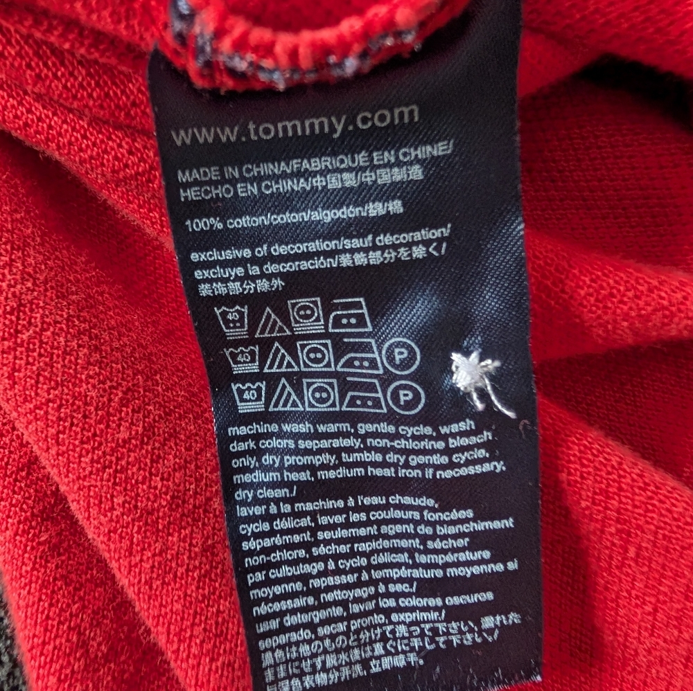 Vintage Style Tommy Hilfiger Denim Polo Embroidered Logo Red 90s Fashion Sz S image 7